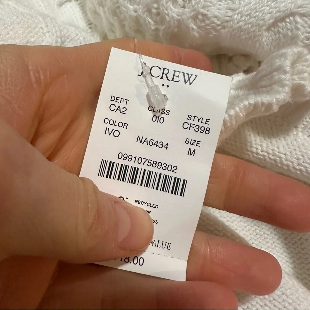 J crew Cable-knit hearts crewneck sweater